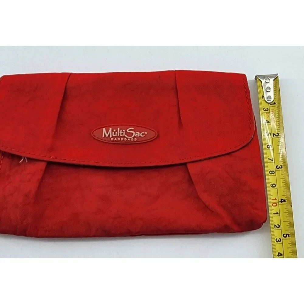 Multi Sac‎ Mini Wristlet Clutch Wallet Purse Red/Tan 100% Nylon 9