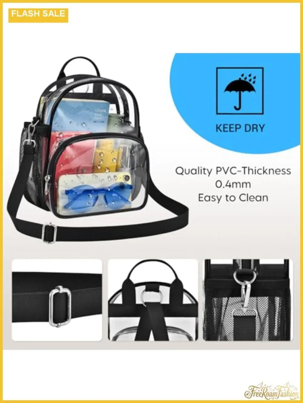 Women's Clear Backpack 2-in-1 Convertible Stadium Approved