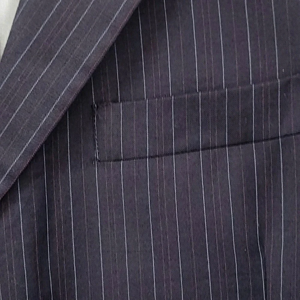 Hart Schaffner Marx Pinstripe Suit‎ Jacket Blazer Mens 42R Navy Wool EUC