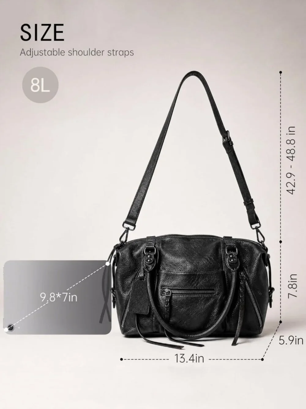 Vegan Leather Mini City Tote Bag - Small Hobo Crossbody Handbag for Women, 8L