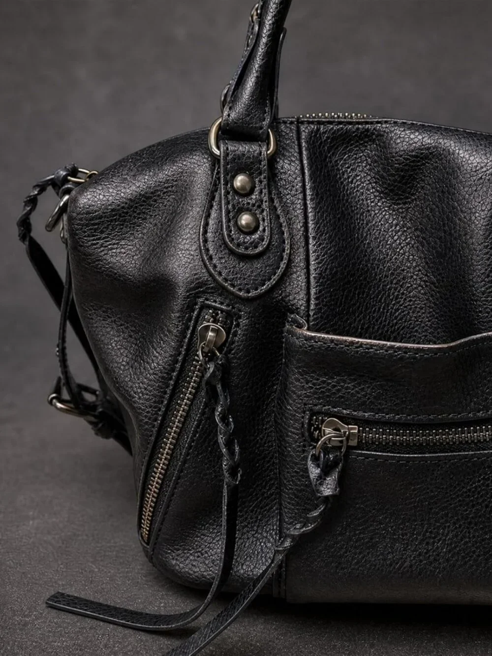 Vegan Leather Mini City Tote Bag - Small Hobo Crossbody Handbag for Women, 8L